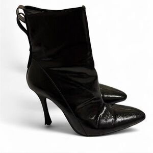 Zara Glossy Black Heeled Boots